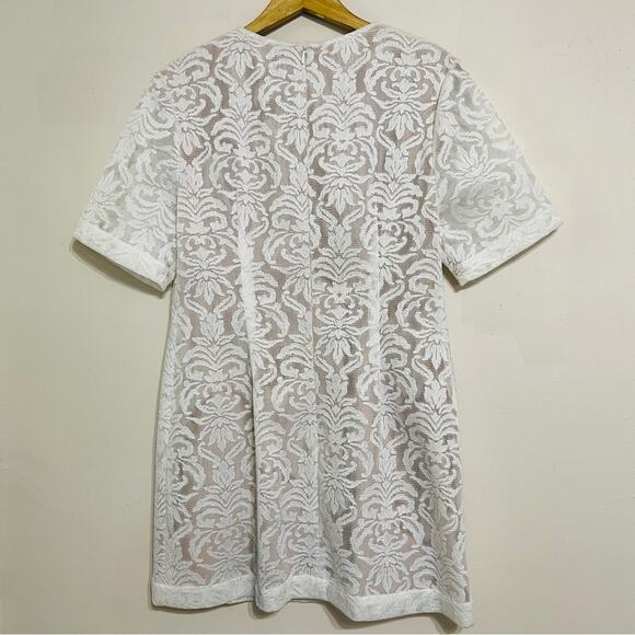 BCBG MaxAzria Ceara Mini Shift Dress Ivory Size 12 - Picture 5 of 7